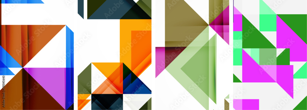 Triangle poster geometric background set Triangle poster geometric background set