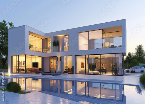 Beautiful modern minimalist villa with a swimming pool © Kien