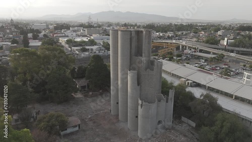 Overflight in cuautitlan mexico, in front of destroyed silos photo