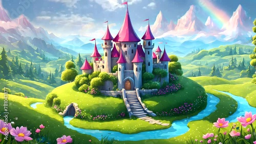 Beauty fairy tale castle in forest photo