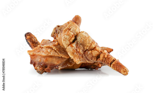 Grilled Crispy Roasted Pig Tails isolated on white background with clipping path.