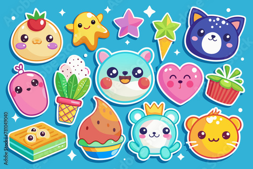 assorted-cute-stickers vector illustration 