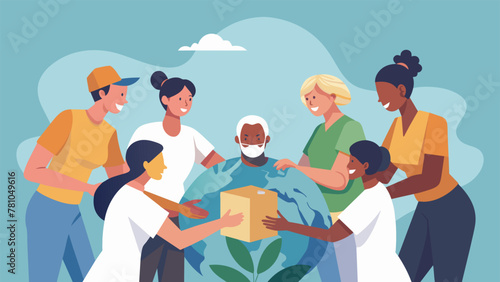 A group of volunteers from various countries is seen working together to help a community in need. Through their teamwork and shared values