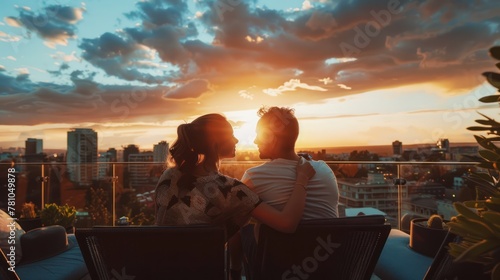 A couple enjoying a sunset together on a rooftop.  © Borin