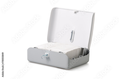 Modern paper towel dispenser, Multi-fold commercial isolate on a white background with clipping path.
