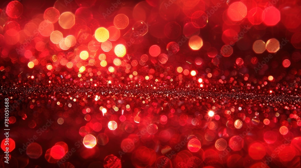Festive red background with water droplets clinging to a glass surface