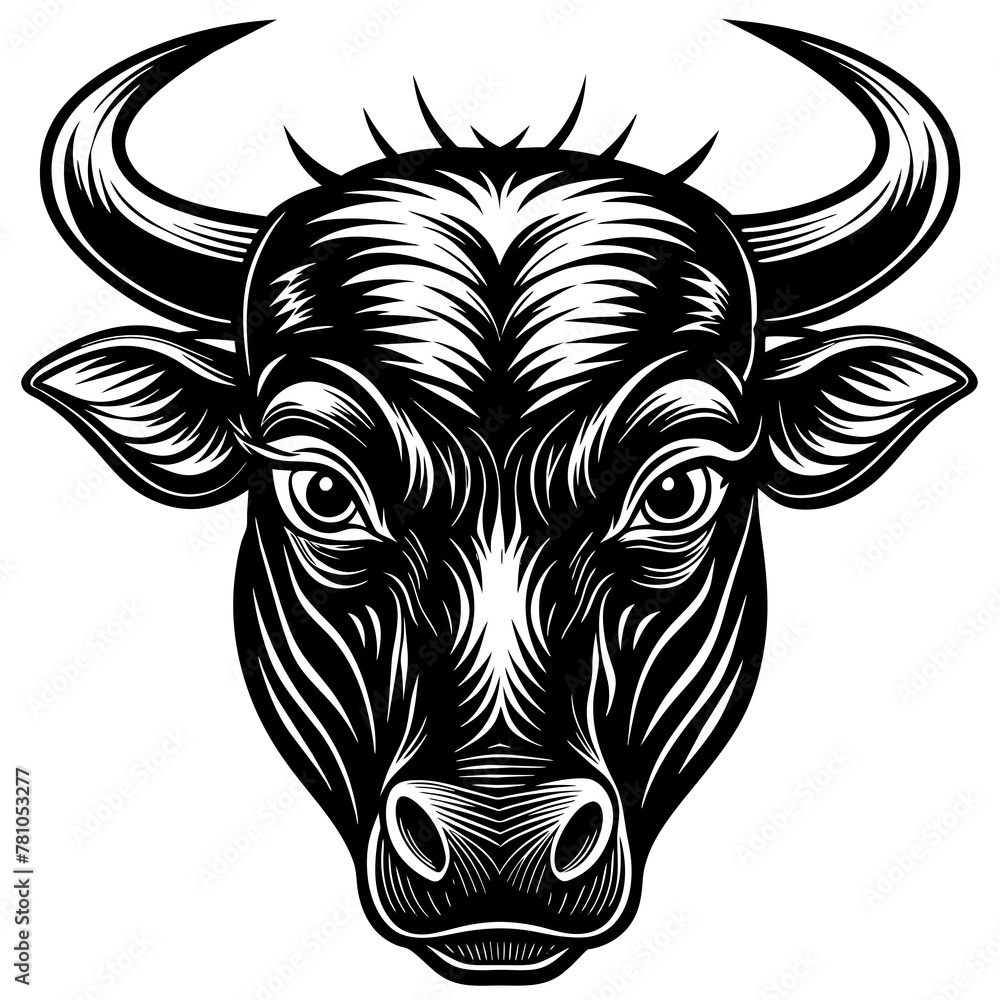 Obraz premium Bullhead silhouette vector illustration.