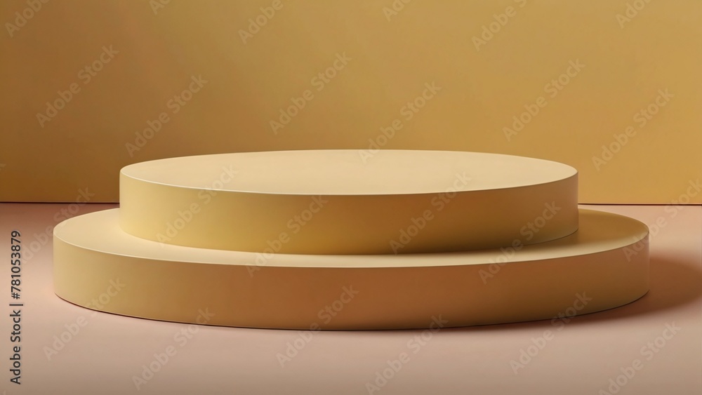 captivating empty product podium against a warm pastel yellow backdrop. captivating empty product podium against a warm pastel yellow backdrop.