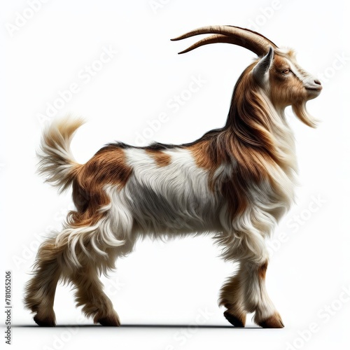 Image of isolated goat against pure white background, ideal for presentations

