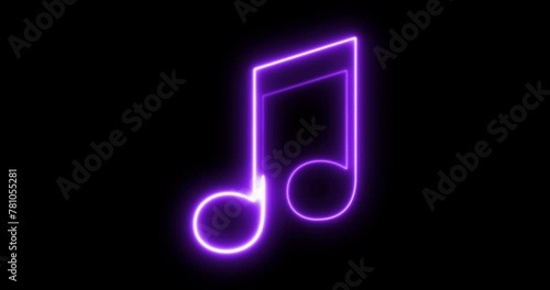 Animated neon music note symbol