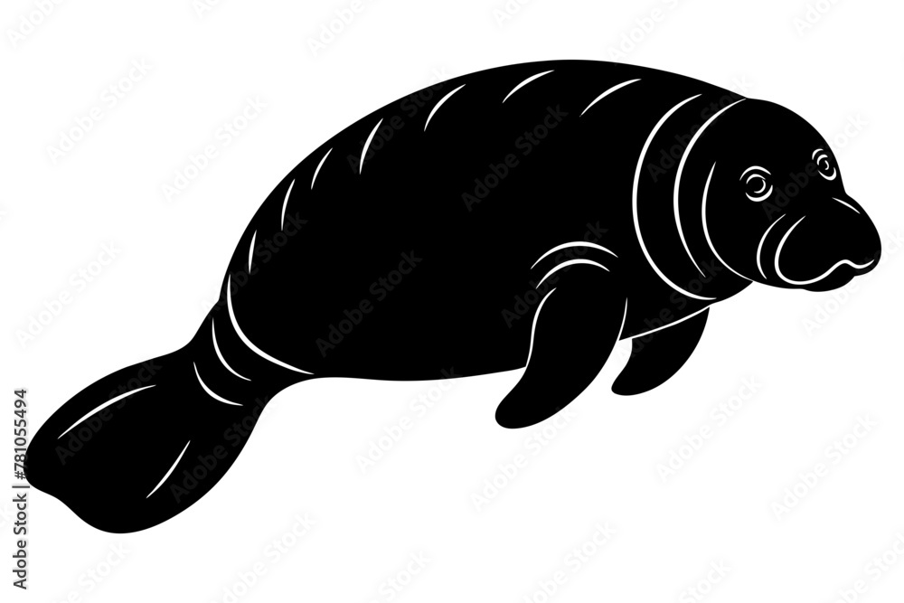 manatee silhouette vector art illustration Stock Vector | Adobe Stock