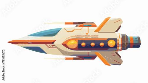Spaceship theme elements flat vector isolated on white