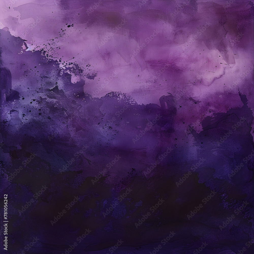 A purple background with splatters of paint. The splatters are of different sizes and colors, creating a sense of chaos and disorder. Scene is one of confusion and disarray