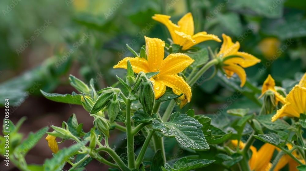 Fototapeta premium yellow flower grows garden