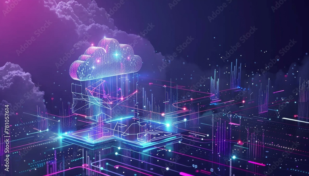 Obraz premium Digital technology, technical cloud support customer service concept, it's support data exchange.