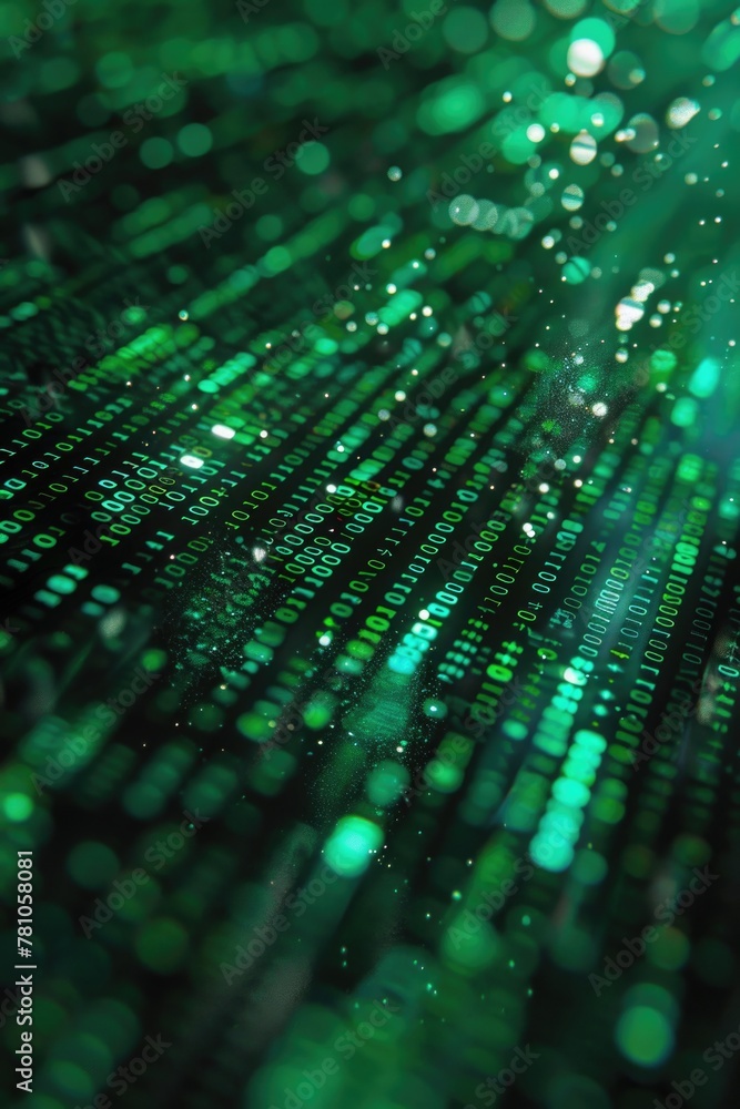 Close up of a computer screen with green lights, suitable for technology concepts Close up of a computer screen with green lights, suitable for technology concepts