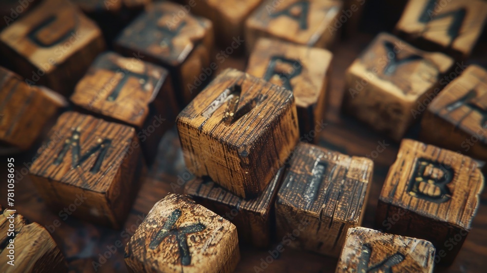 Close up of wooden blocks, perfect for educational concepts Close up of wooden blocks, perfect for educational concepts