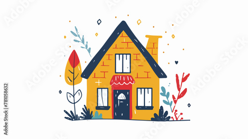 Stay home doodle illustration. House sketch. Stayhome photo