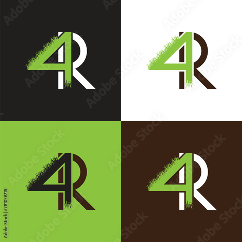 4R Overlap with Grass Lawn Care Business Iconic Logo (ID: 781059219)
