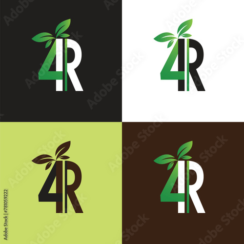 4R Overlap with Leaf Lawn Care Business Iconic Logo (ID: 781059222)