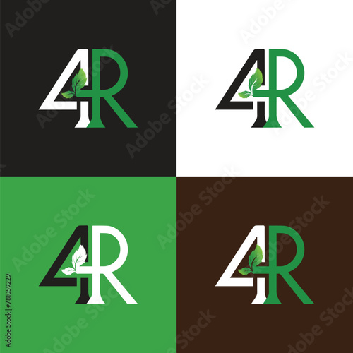 4R Overlap with Leaf Lawn Care Business Iconic Logo (ID: 781059229)
