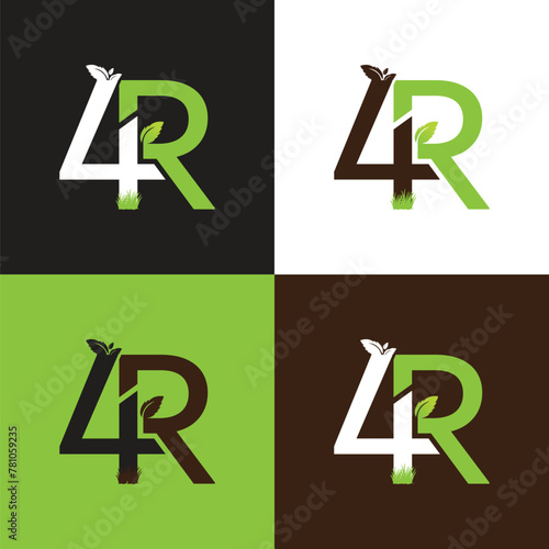 4R Overlap with Leaf Lawn Care Business Iconic Logo (ID: 781059235)