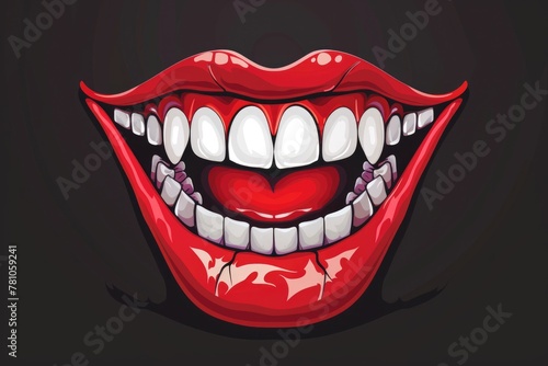 Detailed close-up of a person s mouth with bright white teeth  perfect for dental or oral care concepts