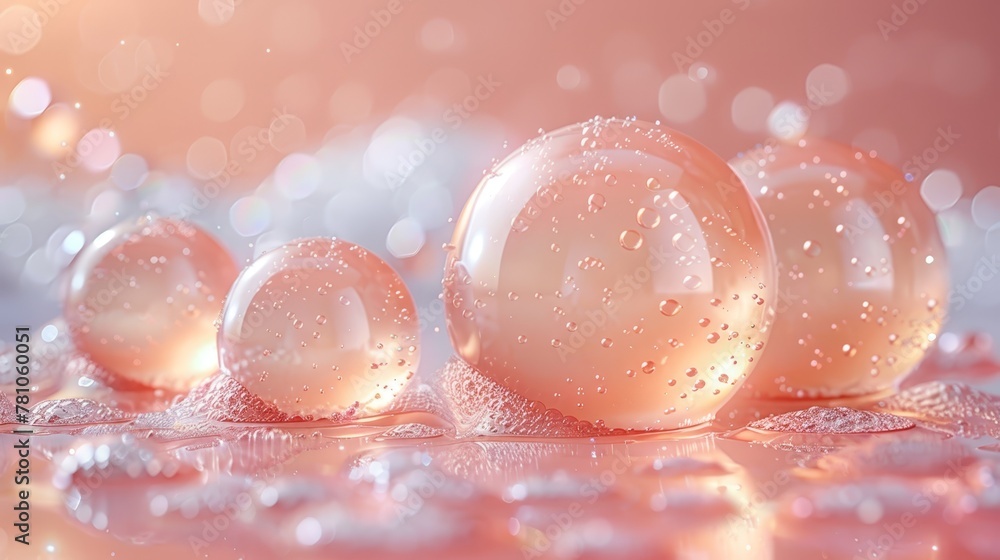 Close-up of water droplets on a surface with a blurred background Close-up of water droplets on a surface with a blurred background
