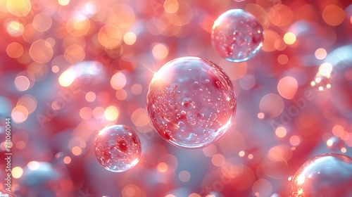  A group of bubbles bobbing against a gradient backdrop with a blurred boke effect