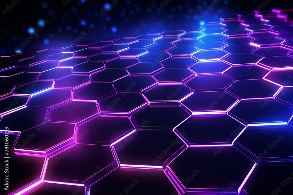 Neon Hexagon Grid: Futuristic Abstract Digital Landscape Neon Hexagon Grid: Futuristic Abstract Digital Landscape