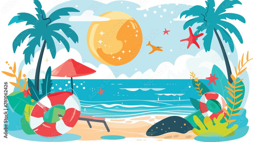 Summer Theme flat vector isolated on white background