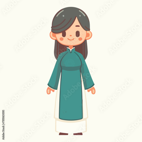 Adult Vietnamese Wearing Traditional Clothes