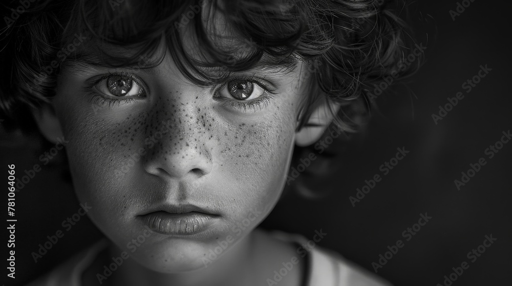 Close-up of a freckled young boy