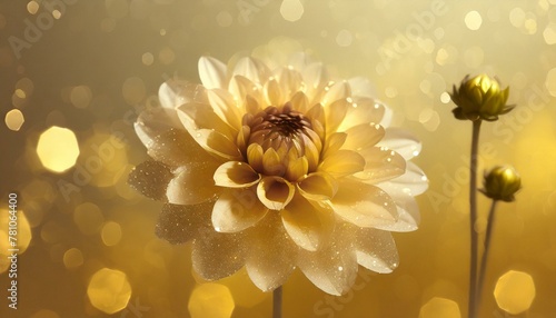 yellow flowers on a green background, Glass dahlia, stainless steel background, soft yellow background, Ai Generate 