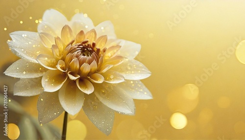 yellow flower, Glass dahlia, stainless steel background, soft yellow background, Ai Generate 