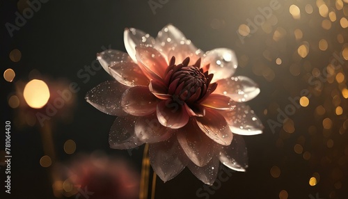 Glass dahlia, stainless steel background, soft ambient light background, Ai Generate