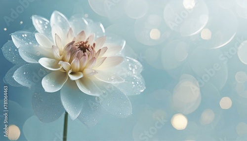 watercolor background with flowers, Glass dahlia, stainless steel background, soft light blue background, Ai Generate 