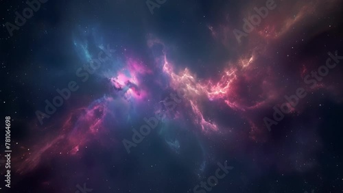 The dark space is transformed into a canvas as vivid hues of light shine and bounce off the black background. photo