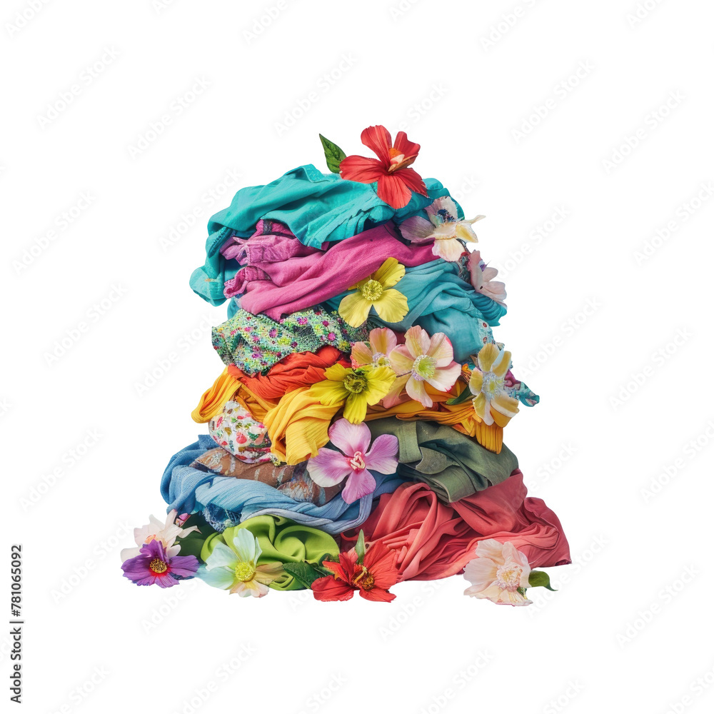 A Close Up of a Pile of Colorful Clothing with Flowers