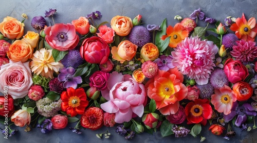  A close-up of a bouquet of vibrant flowers against a muted background showcases their delicate beauty and intricate details