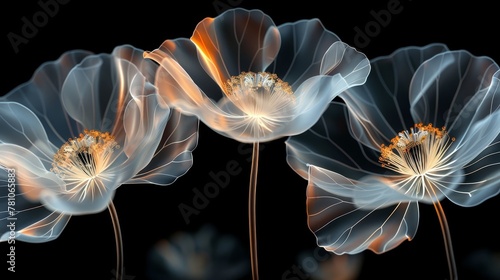   A detailed shot of a flower against a dark backdrop, featuring a slightly out-of-focus central section
