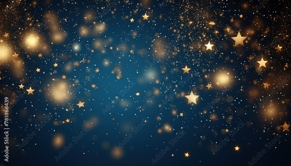 Bokeh light effect with jewelry gold chains background, gold stars with sparkling the blue background Bokeh light effect with jewelry gold chains background, gold stars with sparkling the blue background