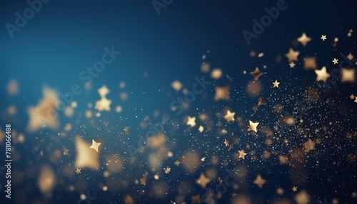 Bokeh light effect with jewelry gold chains background, gold stars with sparkling the blue background photo