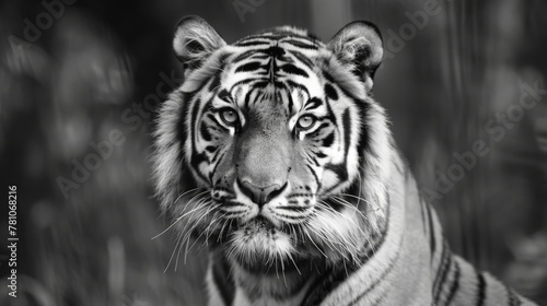 A tiger in Monochrome Close-up