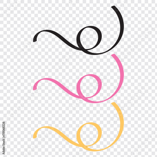 Line swirl. Calligraphy element. Vintage ornate ornament. Doodle swash. Curly decoration design. Swirly graphic curl. Hand drawn calligraphic set of lines. Isolated on white background in eps 10.