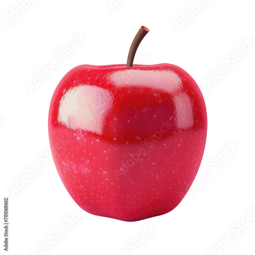 A red apple with a leaf on it