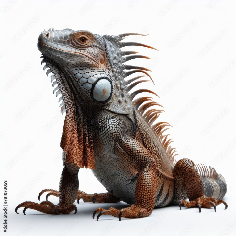 Image of isolated iguana against pure white background, ideal for presentations
