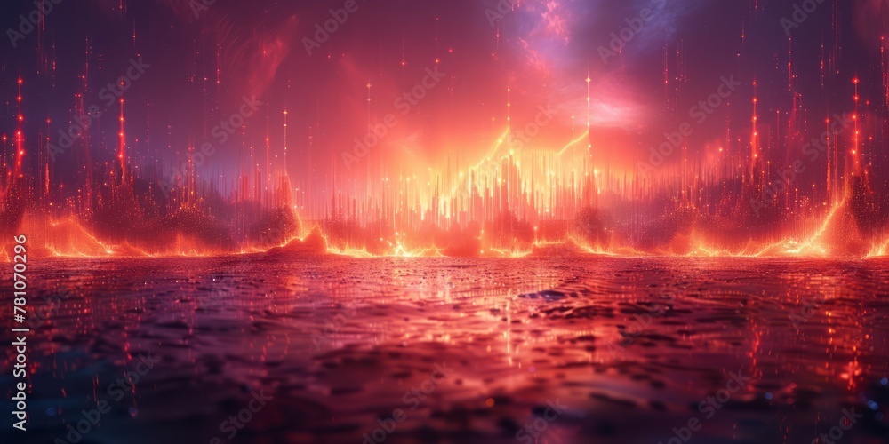 Abstract musical background with sound waves and vibrant concert bits ...