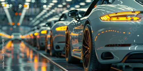 Background featuring cutting-edge car designs and manufacturing facilities