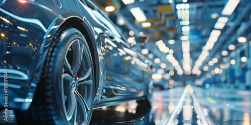 Background featuring cutting-edge car designs and manufacturing facilities